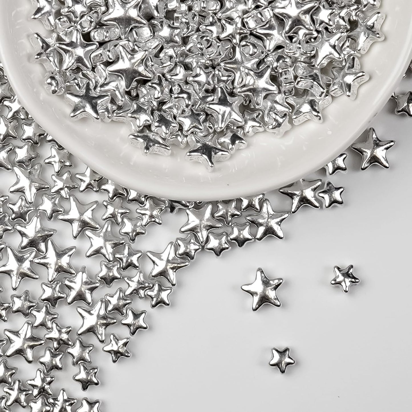 Silver Sprinkles for Cake Decorating, Star Candy Sugar, Mix Size, 150g/5.29oz, Food Grade, Cake Decoration, Cupcake Topper, Holiday, Party, Wedding Party, Birthday, Easter, Christmas Supplies - cafe - crumble.com