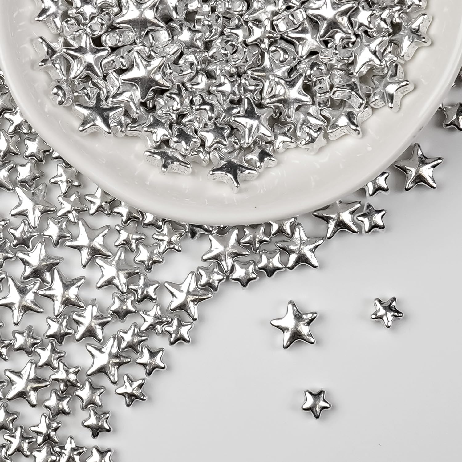 Silver Sprinkles for Cake Decorating, Star Candy Sugar, Mix Size, 150g/5.29oz, Food Grade, Cake Decoration, Cupcake Topper, Holiday, Party, Wedding Party, Birthday, Easter, Christmas Supplies - cafe - crumble.com