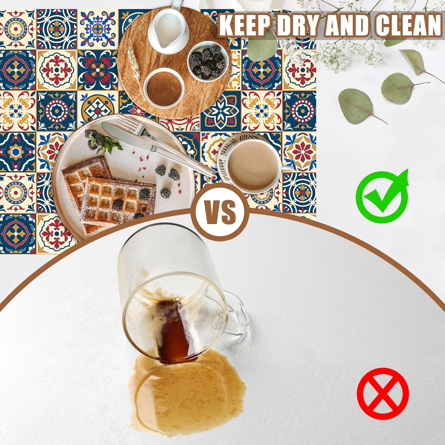 Dish Drying Mat Moroccan Tile Coffee Bar Mat for Countertop Absorbent Rubber Backed Hide Stain Dish Drainer Rack Pad Coffee Maker Espresso Machine Dining Room Decoration 11.8 x 19.7 Inch - cafe - crumble.com