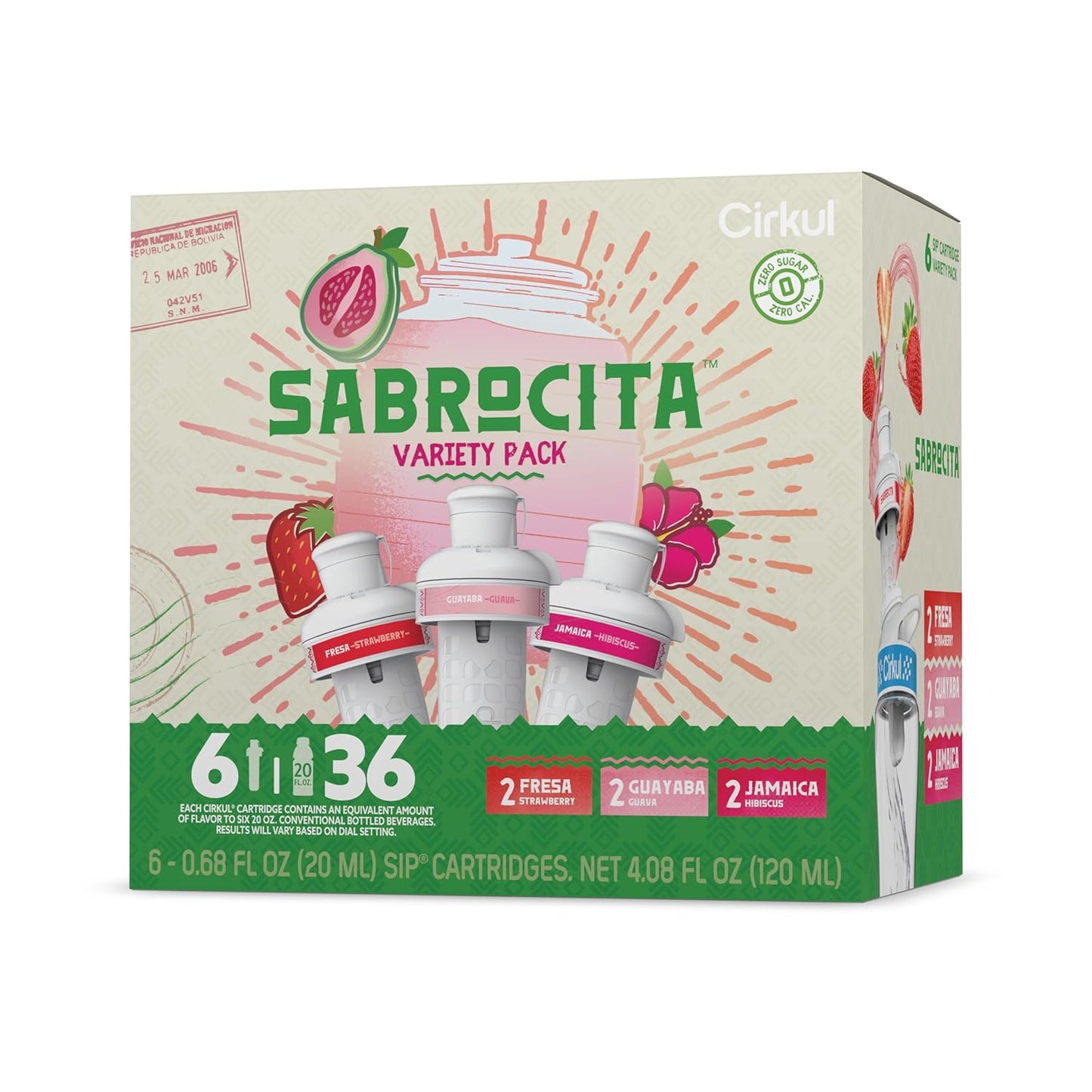 Cirkul Sabrocita Flavor Cartridge Variety Pack, 6-Pack (2 Strawberry, 2 Guava, 2 Hibiscus), No Sugar, Zero Calorie Drink Mix