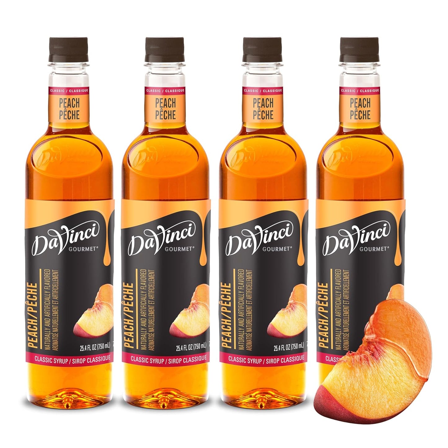DaVinci Gourmet Classic Peach Syrup, 25.4 Fluid Ounces (Pack of 4)