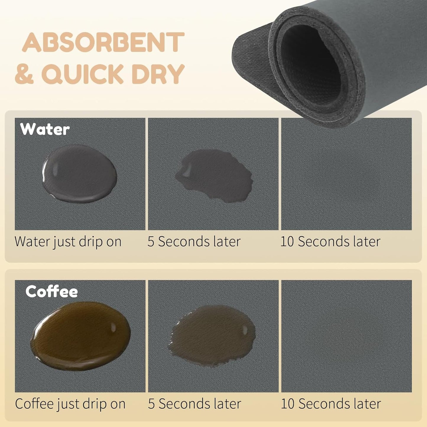 Coffee Mat Hide Stain Rubber, Coffee Bar Accessories Fit Under Espresso Machine CoffeeMaker Coffeepot, Backed Absorbent Dish Drying Mat for Kitchen Counter(Dark Gray, 40cm×50cm) - cafe - crumble.com