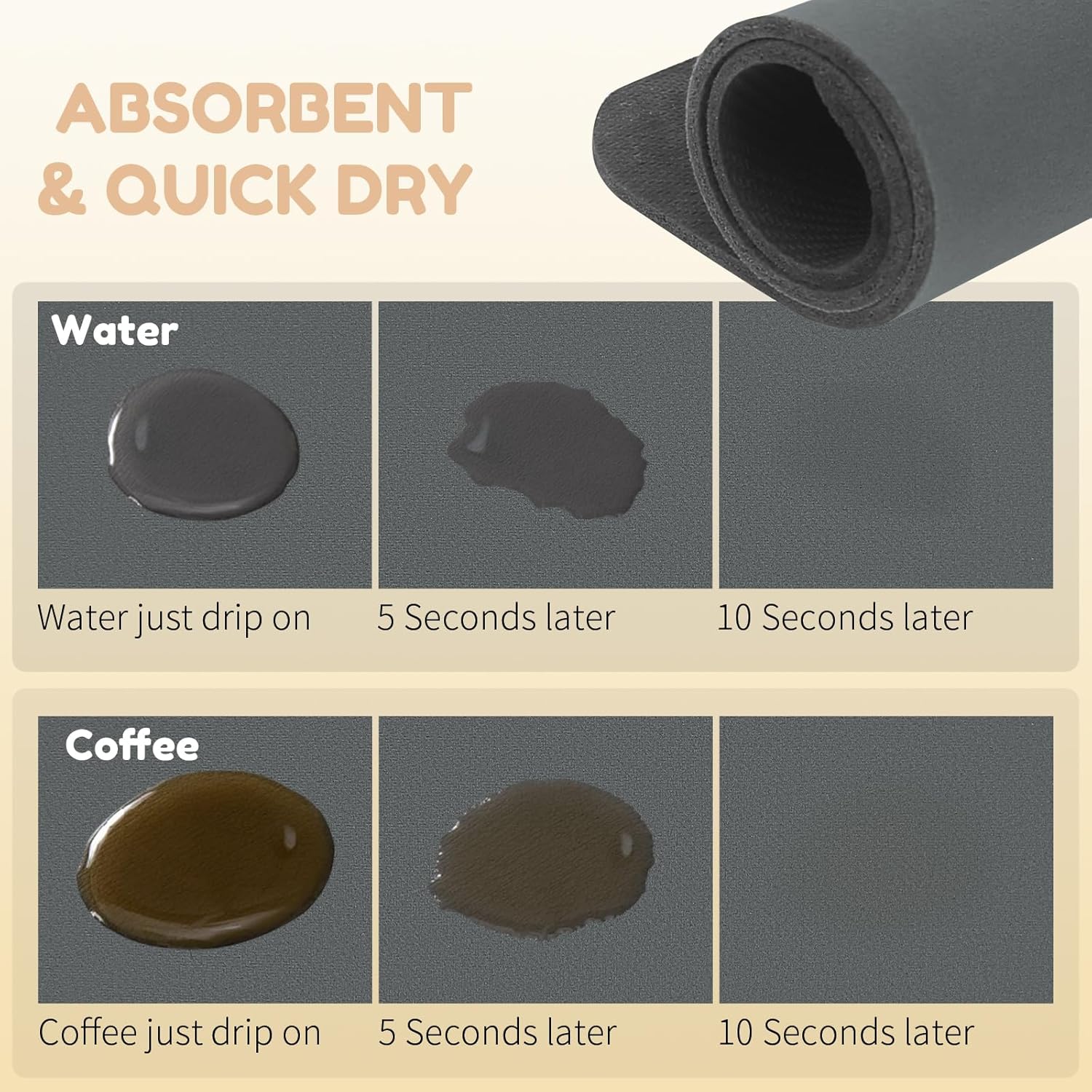 Coffee Mat Hide Stain Rubber, Coffee Bar Accessories Fit Under Espresso Machine CoffeeMaker Coffeepot, Backed Absorbent Dish Drying Mat for Kitchen Counter(Dark Gray, 40cm×50cm) - cafe - crumble.com
