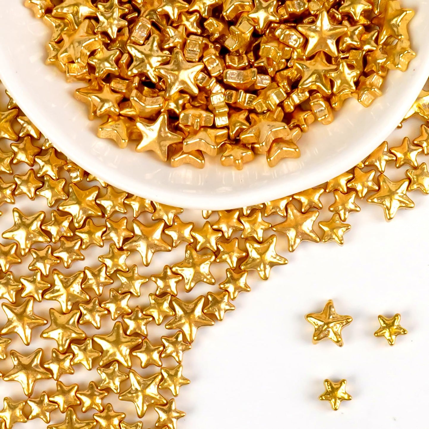 Gold Star Sprinkles for Cake Decorating, Edible Star Sugar Candy, Mix Size, Baking For Cupcakes, Decorating, Cookies, Donuts, Wedding Party, Holiday, 150g/5.29oz - cafe - crumble.com