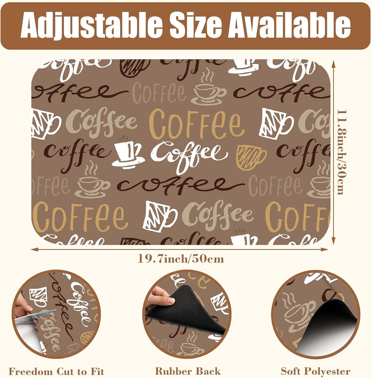 Doodle Coffee Dish Drying Mat Coffee Bar Mat for Countertop Absorbent Rubber Backed Hide Stain Dish Drainer Rack Pad Espresso Machine Cafe Table Dining Room Decoration 11.8 x 19.7 Inch - cafe - crumble.com
