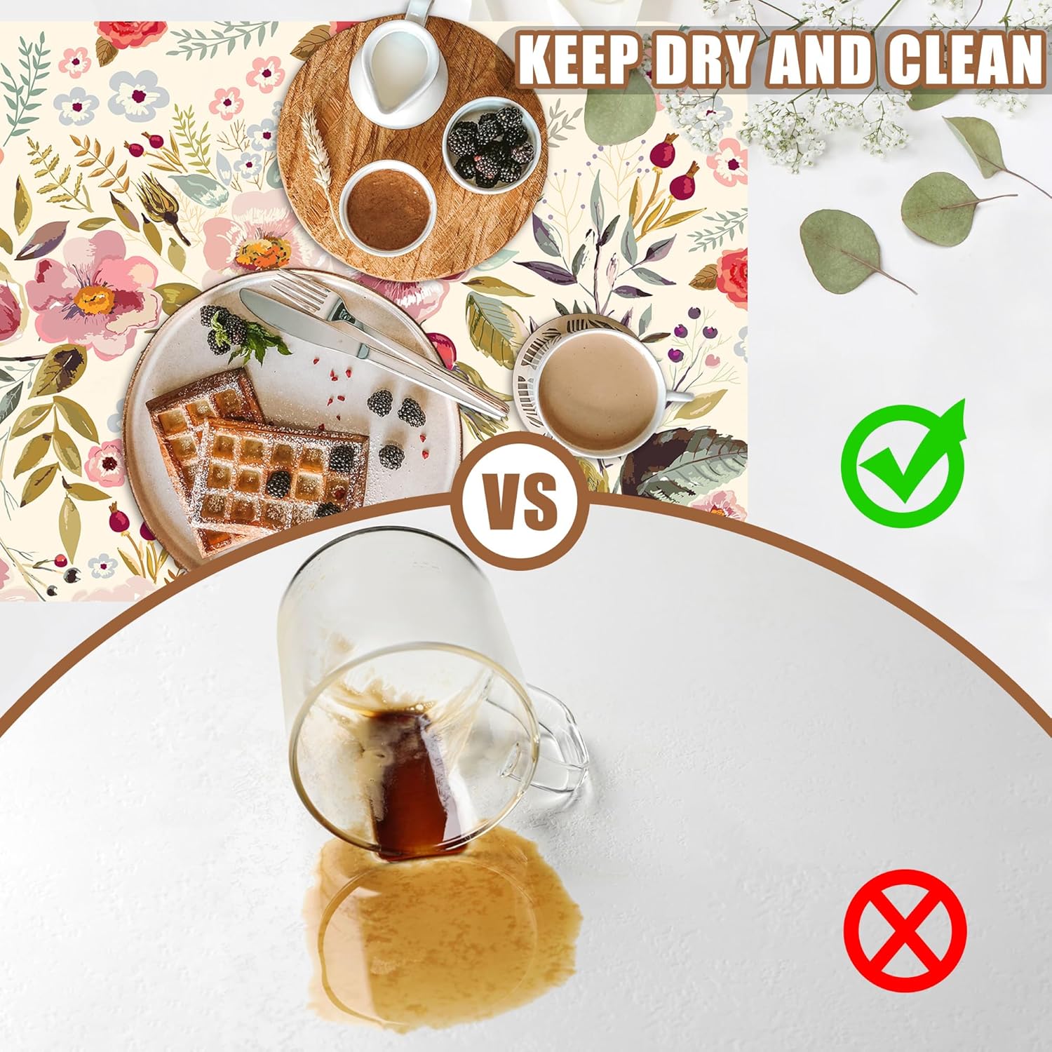 Vintage Flowers Coffee Mat Rose Berries Dish Drying Mat for Kitchen Counter Hide Stain Absorbent Rubber Backed Coffee Bar Accessories Fit Under Espresso Machine Dish Drainer, 11.8 x 19.7 Inch - cafe - crumble.com