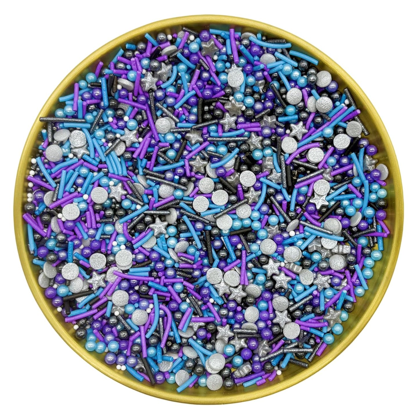 Dynastang Black & Silver & Blue & Purple Sprinkles Mixed Style Edible Cake Decorations Cupcake Toppers Cookie Perfect for Cakes, Cupcakes, Desserts Toppings 3OZ