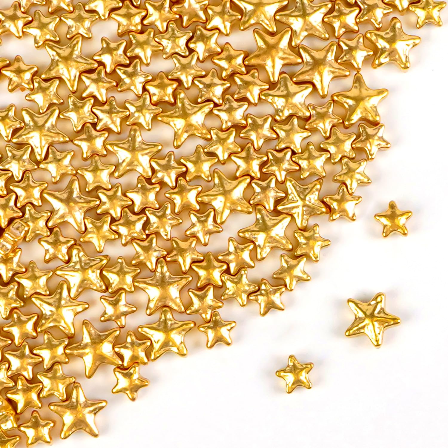 Gold Star Sprinkles for Cake Decorating, Edible Star Sugar Candy, Mix Size, Baking For Cupcakes, Decorating, Cookies, Donuts, Wedding Party, Holiday, 150g/5.29oz - cafe - crumble.com