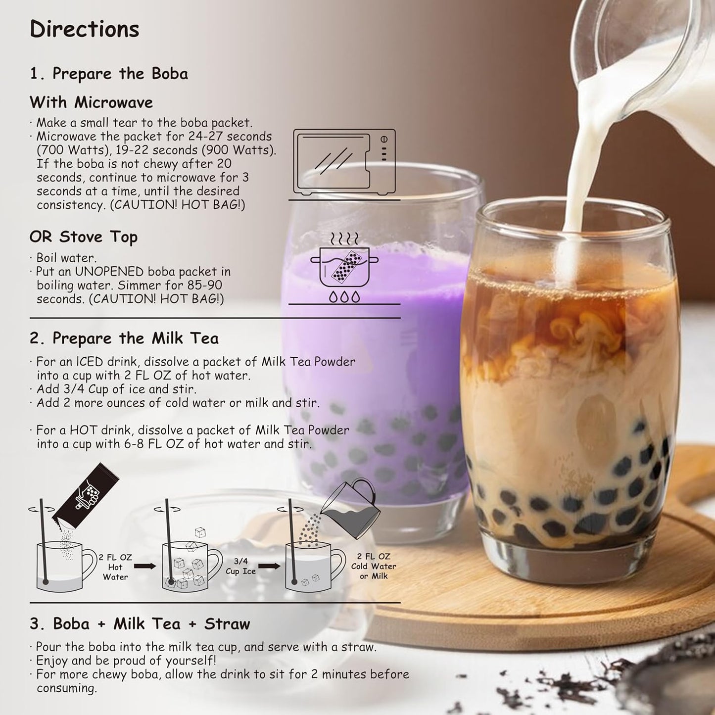 Boba Moo Premium Boba Tea Kit Combo (Classic & Taro) - Only 10,000 Kits Yearly, Small Batch Bubble Tea Kit With Exceptional Taste & Chewiness, Vegan, Lactose-Free, 6 Servings