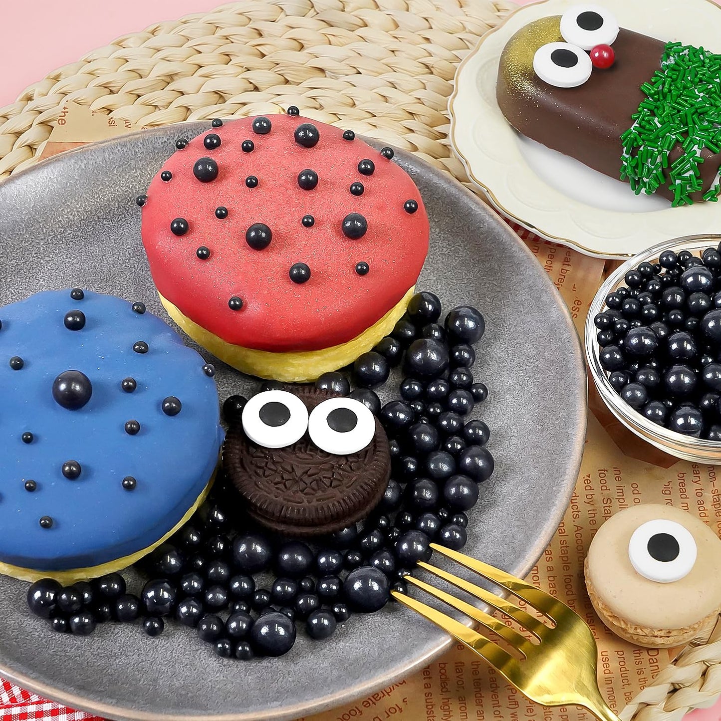 Black Pearl Sugar Sprinkles, Edible Black Sprinkles for Cake Decorating, 150g/5.29oz, Baking Cake Decorations, Ice Cream Toppers, Cupcakes, Cookies, Birthday, Wedding Party Chirstmas Supplies - cafe - crumble.com