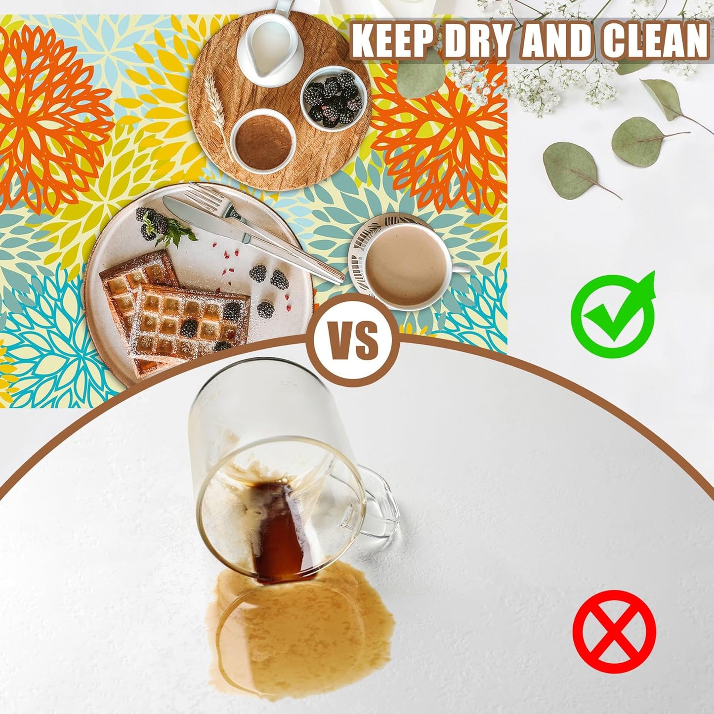 Orange and Blue Chrysanthemum Flower Coffee Mat Absorbent Dish Drying Mat Hide Stain Rubber Backed Coffee Bar Accessories Fit Under Espresso Machine Cafe Table 11.8 x 19.7 Inch - cafe - crumble.com