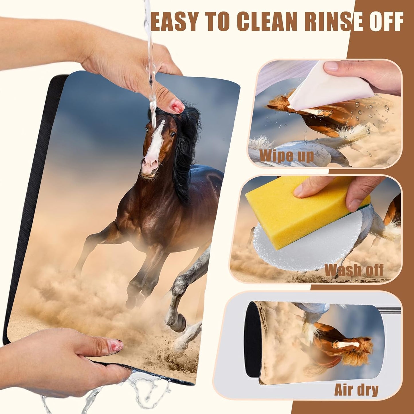 Horses Run in Desert Coffee Mat Absorbent Dish Drying Mat for Kitchen Counter Hide Stain Rubber Backed Coffee Bar Accessories Fit Under Espresso Machine Cafe Table, 15.7 x 23.6 Inch - cafe - crumble.com