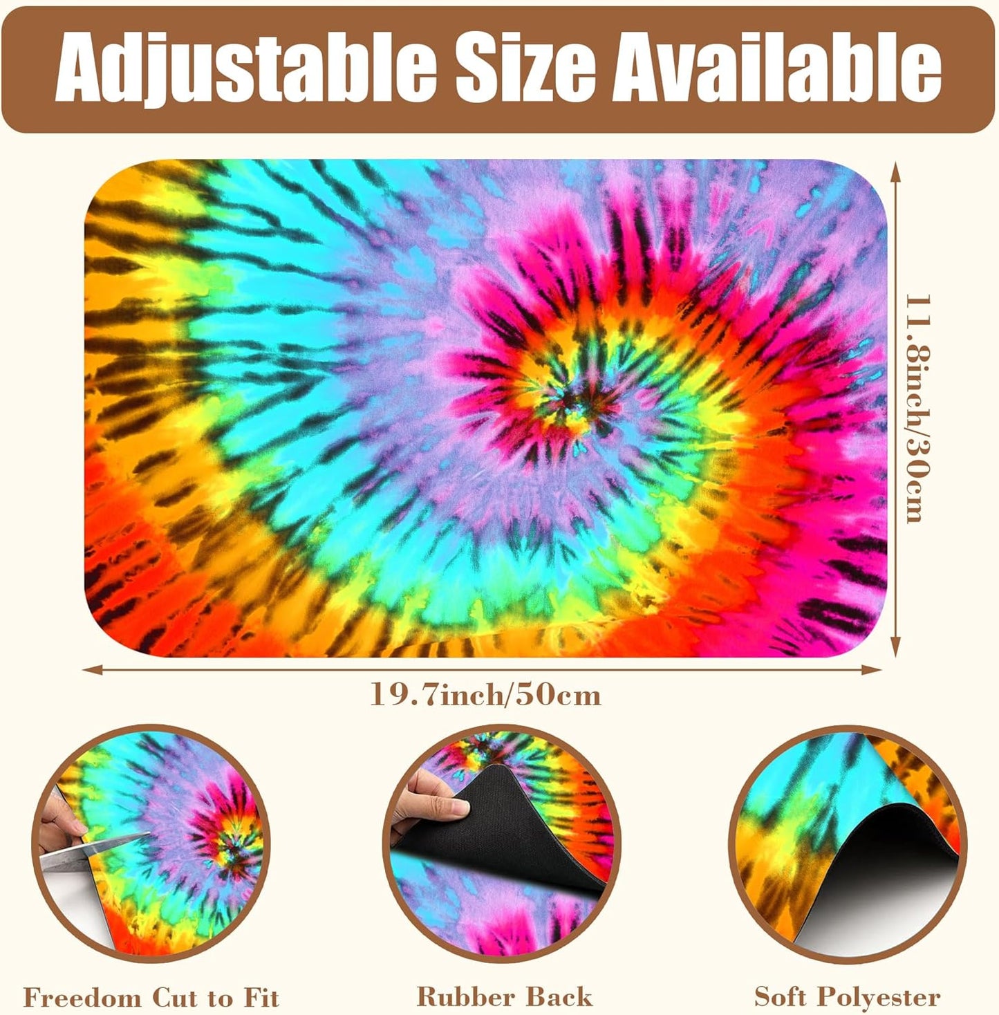 Dish Drying Mat Colorful Tie Dye Coffee Bar Mat for Countertop Absorbent Rubber Backed Hide Stain Dish Drainer Rack Pad Coffee Maker Espresso Machine Dining Room Decoration 11.8 x 19.7 Inch - cafe - crumble.com