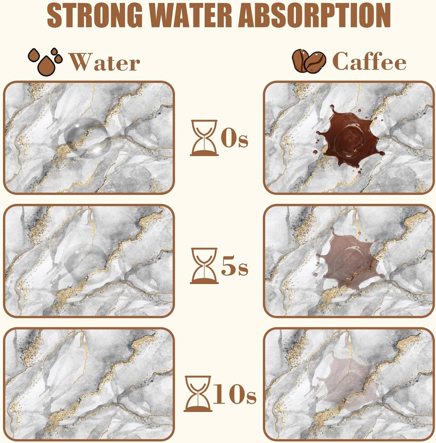 White and Gold Marble Dish Drying Mat for Kitchen Counter Absorbent Hide Stain Coffee Mat Rubber Backed Dish Drainer Rack Pad Espresso Machine Coffee Bar Accessories 15.7 x 23.6 Inch - cafe - crumble.com