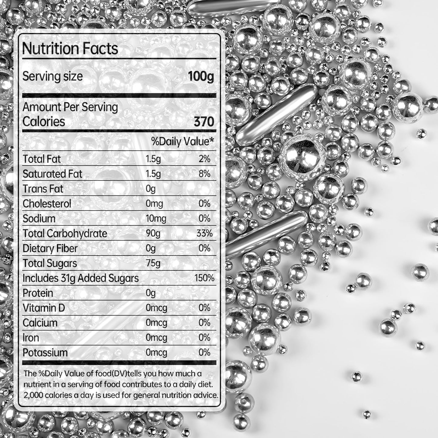 Silver Pearl Rods Sprinkles, Edible Sugar Candy Mix Size, 150g/5.29oz, Baking Cake Decoration, Food Grade, Cake Toppers, Easter, Celebration, Wedding Party Supplies