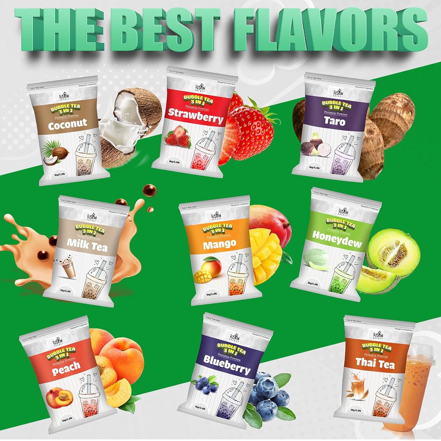 Fusion Select 2.2lb Tea Powder Mango Flavored-3-in-1 Drink Powder with Cream & Sugar - Instant Pre-Mixed Beverage for Hot or Cold Blends or Yummy Frappes (Mango)