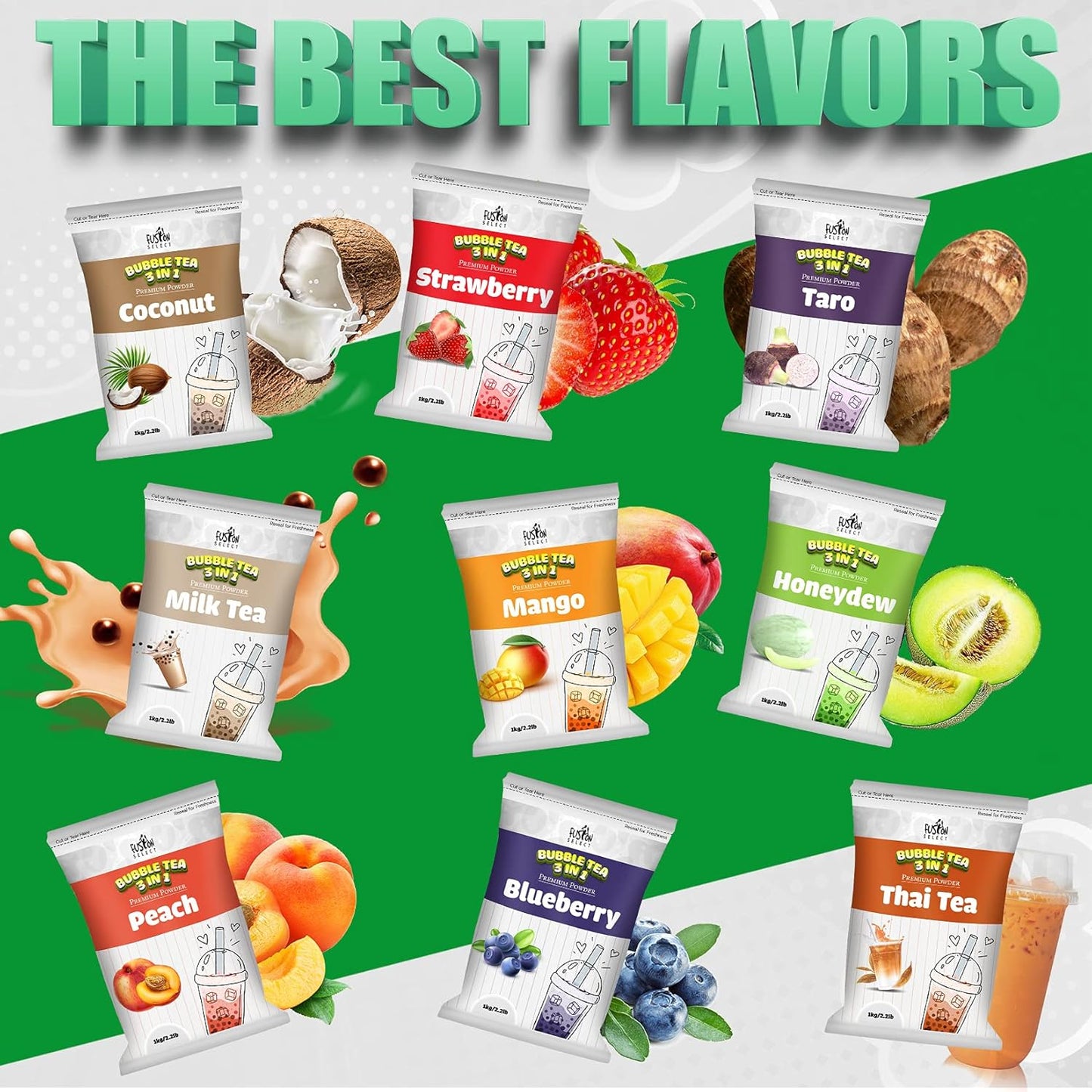 Fusion Select 2.2lb Taro Milk Tea Powder - Instant 3-in-1 Drink Mix with Cream & Sugar for Hot or Cold Blends or Frappes