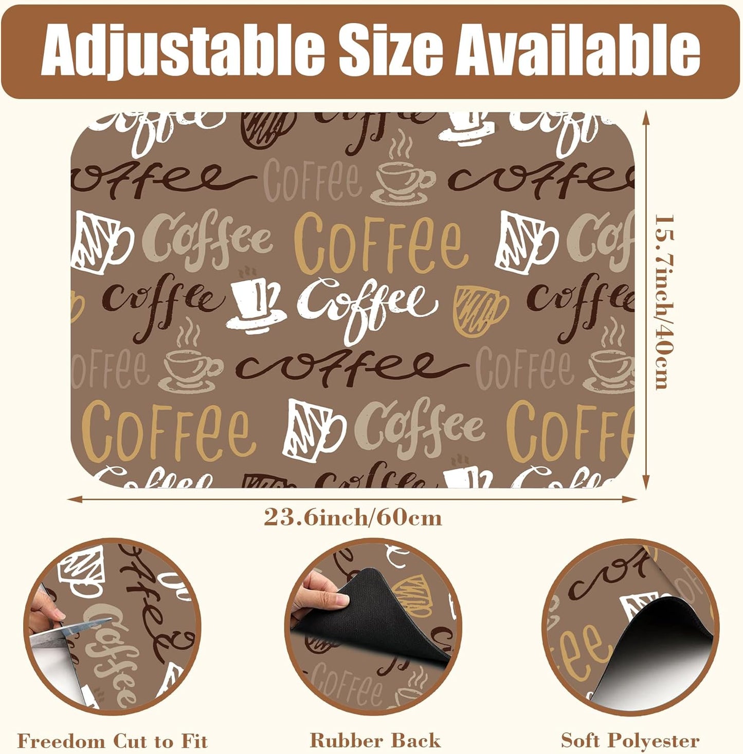 Doodle Coffee Dish Drying Mat Coffee Bar Mat for Countertop Rubber Backed Absorbent Hide Stain Dish Drainer Rack Pad Espresso Machine Table Accessories Dining Room Decoration 15.7 x 23.6 Inch - cafe - crumble.com