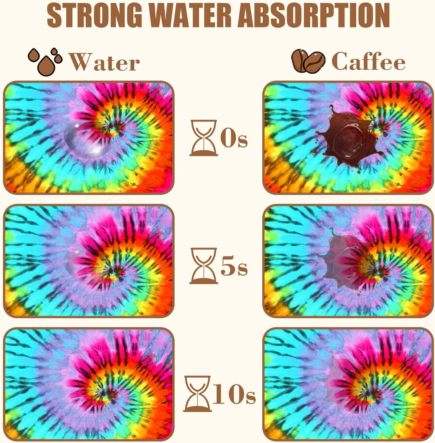 Dish Drying Mat Colorful Tie Dye Coffee Bar Mat for Countertop Absorbent Rubber Backed Hide Stain Dish Drainer Rack Pad Coffee Pot Espresso Machine Dining Room Decoration 15.7 x 23.6 Inch - cafe - crumble.com