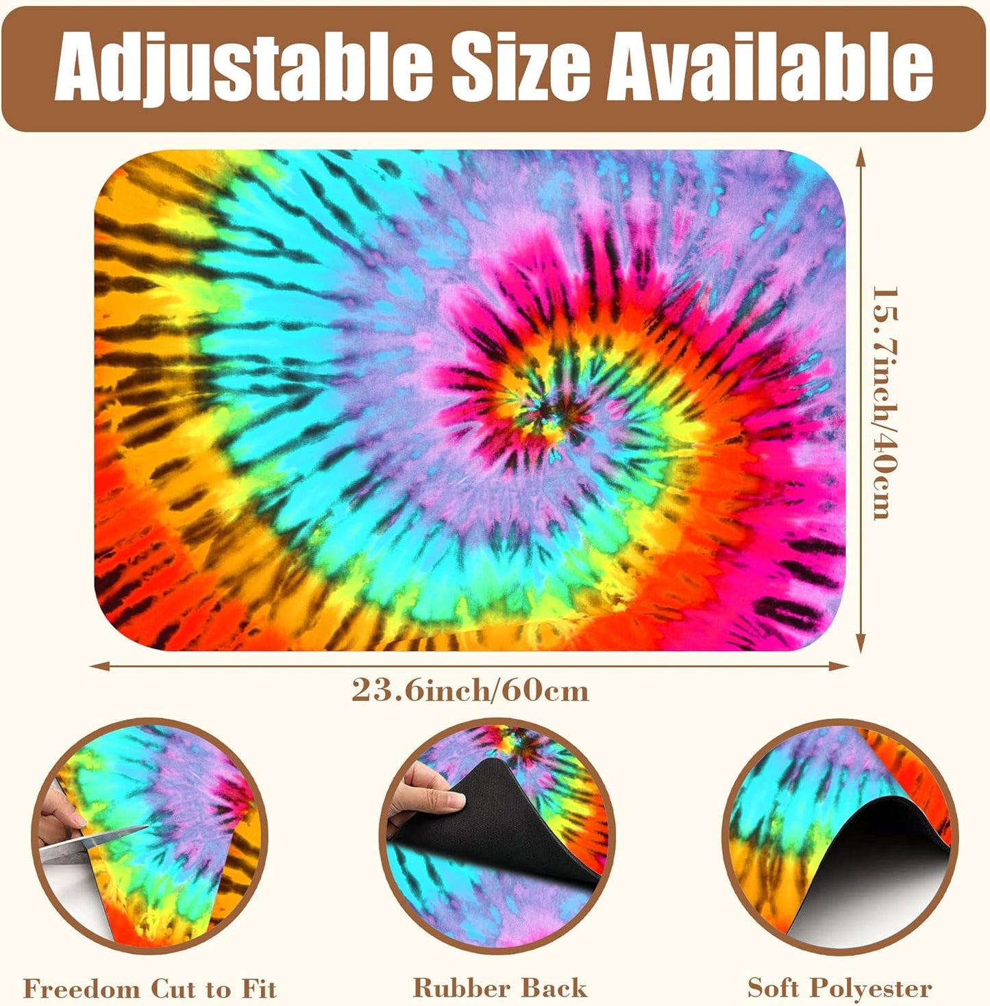 Dish Drying Mat Colorful Tie Dye Coffee Bar Mat for Countertop Absorbent Rubber Backed Hide Stain Dish Drainer Rack Pad Coffee Pot Espresso Machine Dining Room Decoration 15.7 x 23.6 Inch - cafe - crumble.com