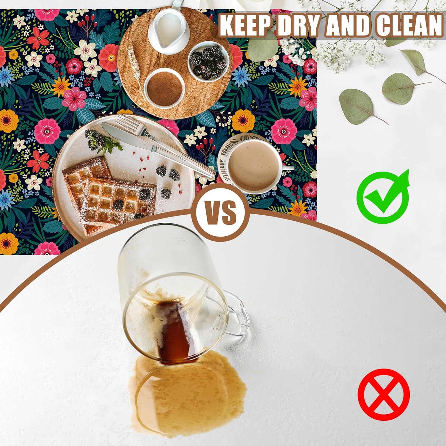 Dish Drying Mat Colorful Flowers and Leaves Coffee Bar Mat for Countertop Absorbent Hide Stain Rubber Backed Dish Drainer Rack Pad Espresso Machine Table Accessories Dining Room Decor 11.8 x 19.7 Inch - cafe - crumble.com
