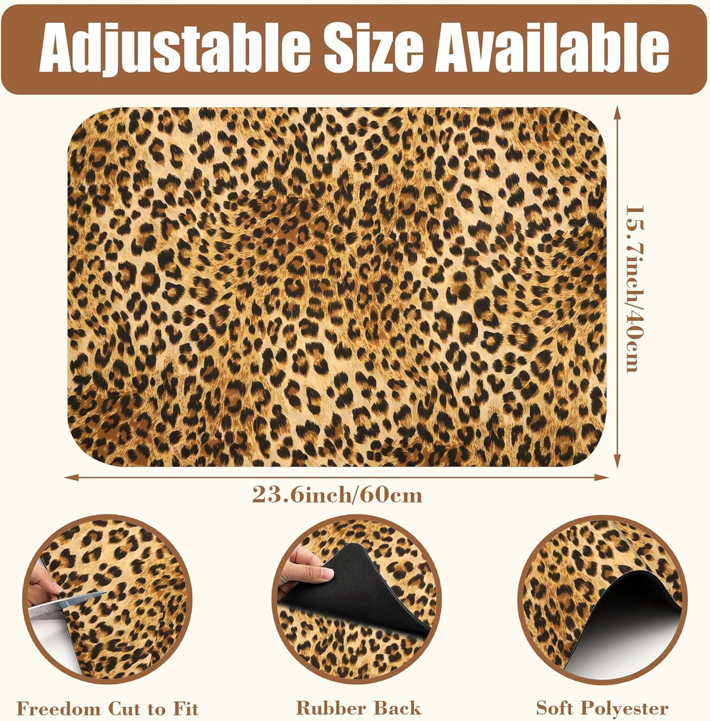 Leopard Print Dish Drying Mat for Kitchen Counter Hide Stain Absorbent Drying Rack Pad Rubber Backed Coffee Mat Espresso Machine Coffee Bar Accessories 15.7 x 23.6 Inch - cafe - crumble.com