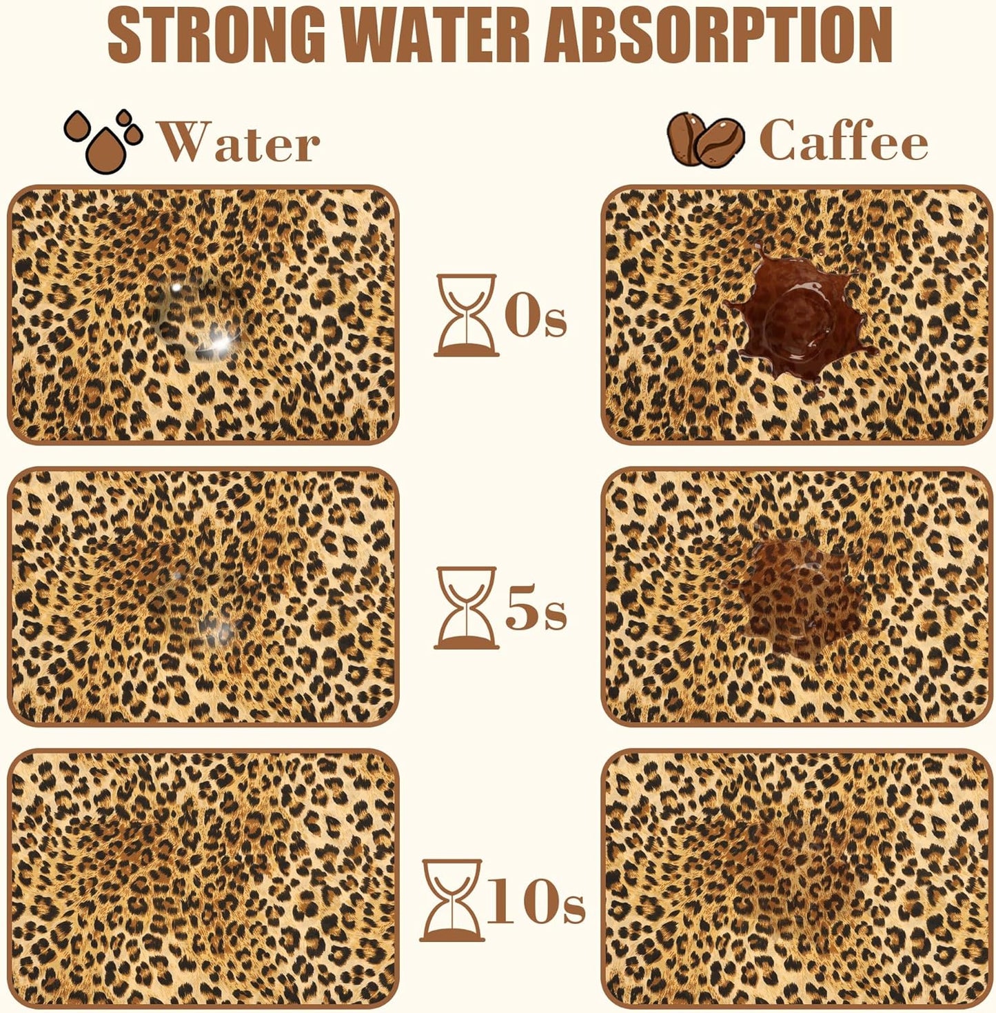Leopard Print Dish Drying Mat for Kitchen Counter Hide Stain Absorbent Drying Rack Pad Rubber Backed Coffee Mat Espresso Machine Coffee Bar Accessories 15.7 x 23.6 Inch - cafe - crumble.com